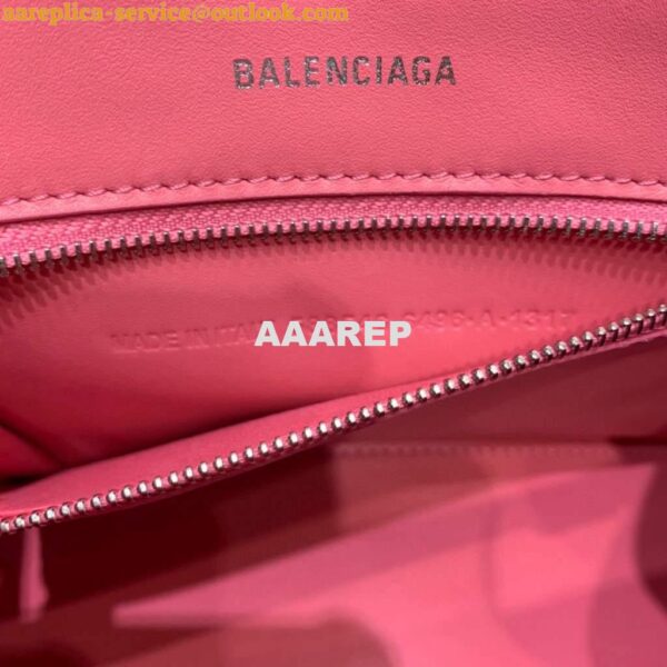 Replica Balenciaga 593546 Hourglass Small Top Handle Crocodile Bag Pink 8