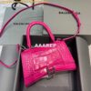 Replica Balenciaga 593546 Hourglass Small Top Handle Crocodile Bag Pink