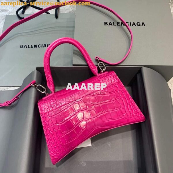 Replica Balenciaga 593546 Hourglass Small Top Handle Crocodile Bag Plum 2