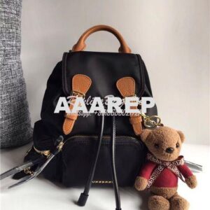 Replica Burberry The Rucksack backpack in black Technical Nylon and br