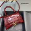 Replica Balenciaga 593546 Hourglass Small Top Handle Crocodile Bag Plum