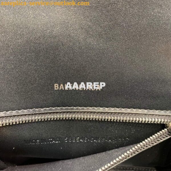 Replica Balenciaga 593546 Hourglass Small Top Handle Crocodile Bag Silver 8