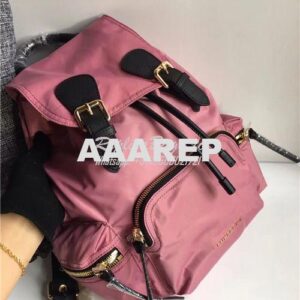 Replica Burberry The Rucksack backpack in pink Technical Nylon and Lea