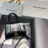 Replica Balenciaga 664676 Hourglass Mini Top Handle Crocodile Bag Black 2