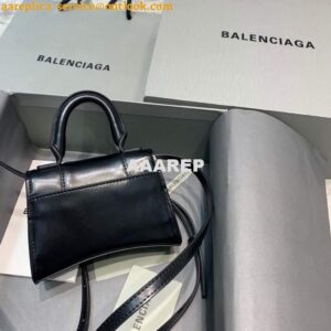 Replica Balenciaga 664676 Hourglass Mini Top Handle Bag Black Gold 2