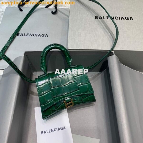 Replica Balenciaga 664676 Hourglass Mini Top Handle Crocodile Bag Green