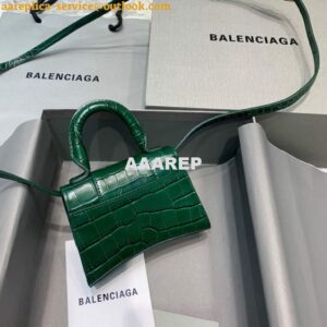 Replica Balenciaga 664676 Hourglass Mini Top Handle Crocodile Bag Green 2