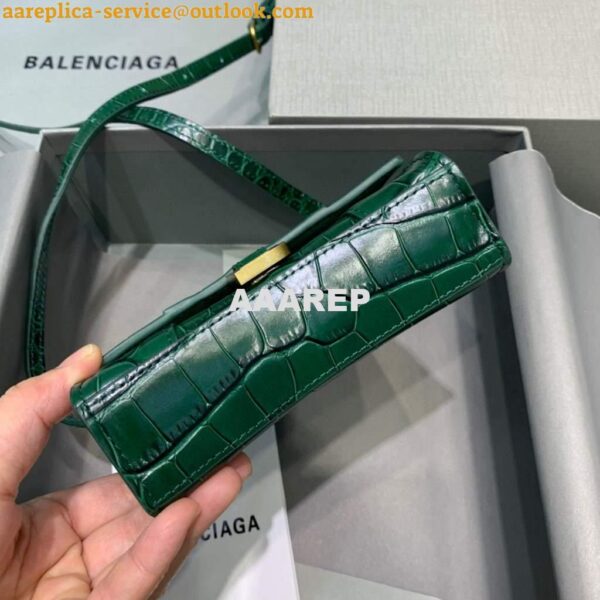 Replica Balenciaga 664676 Hourglass Mini Top Handle Crocodile Bag Green 4