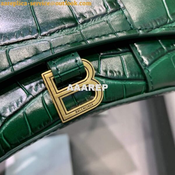 Replica Balenciaga 664676 Hourglass Mini Top Handle Crocodile Bag Green 5