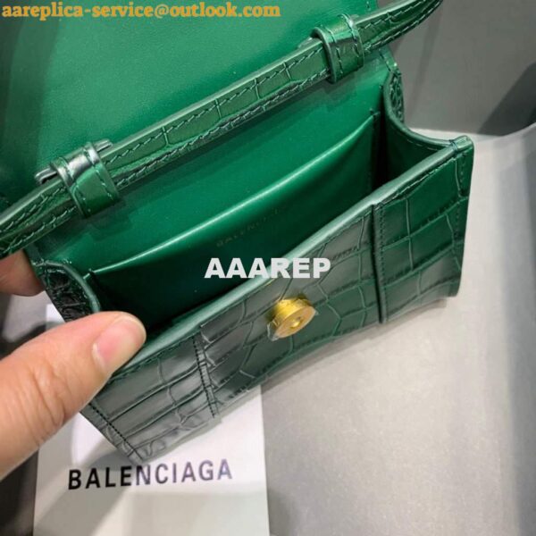 Replica Balenciaga 664676 Hourglass Mini Top Handle Crocodile Bag Green 6