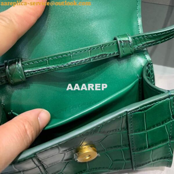 Replica Balenciaga 664676 Hourglass Mini Top Handle Crocodile Bag Green 8