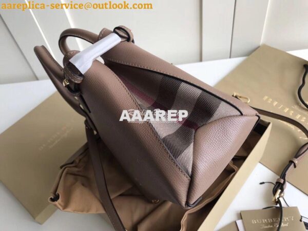 Replica Burberry The Small Banner in Leather and House Check Beige 4