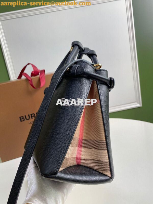 Replica Burberry The Small Banner in Leather and House Check Black 2