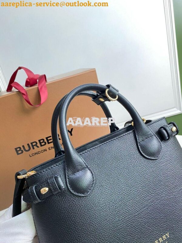 Replica Burberry The Small Banner in Leather and House Check Black 4