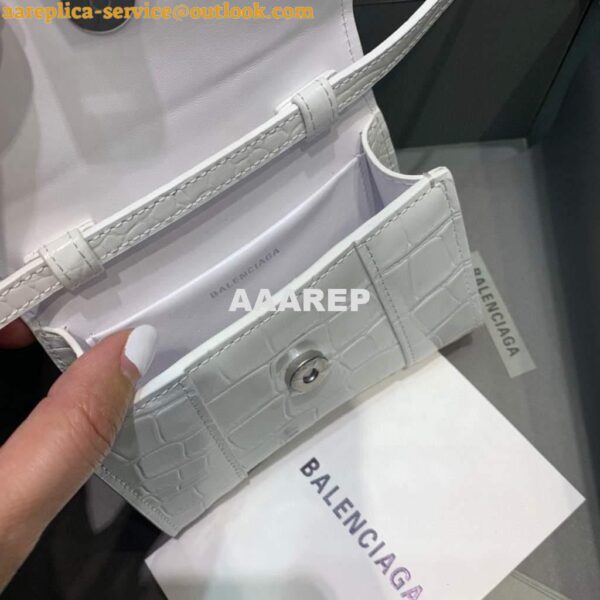 Replica Balenciaga 664676 Hourglass Mini Top Handle Crocodile Bag White 6