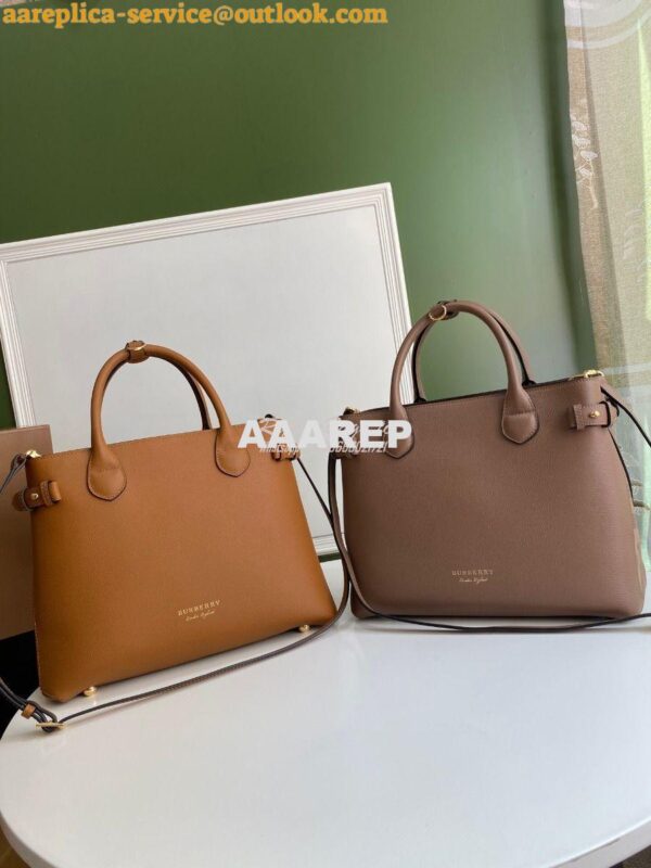 Replica Burberry The Small Banner in Leather and House Check Brown 4