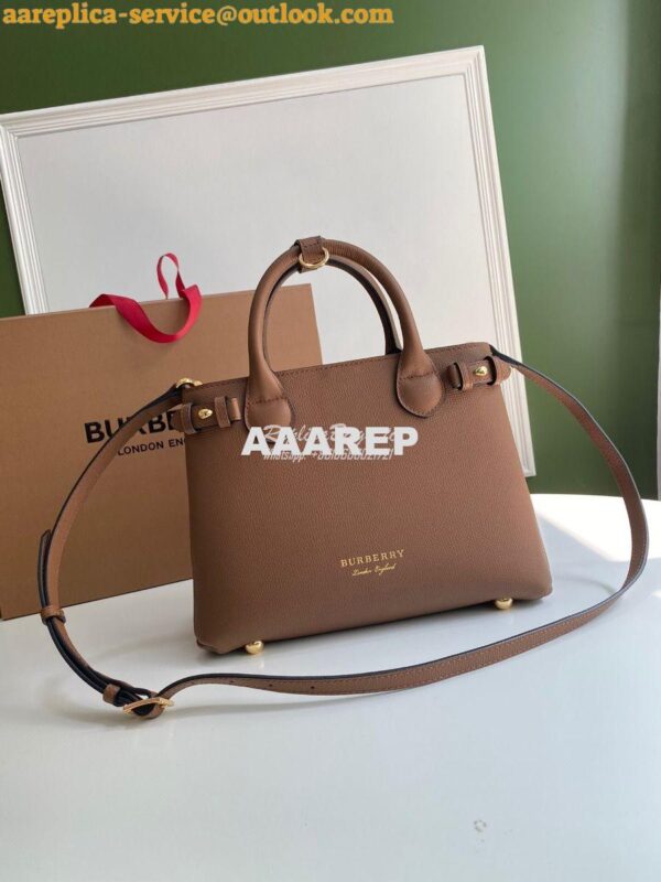 Replica Burberry The Small Banner in Leather and House Check Brown 5