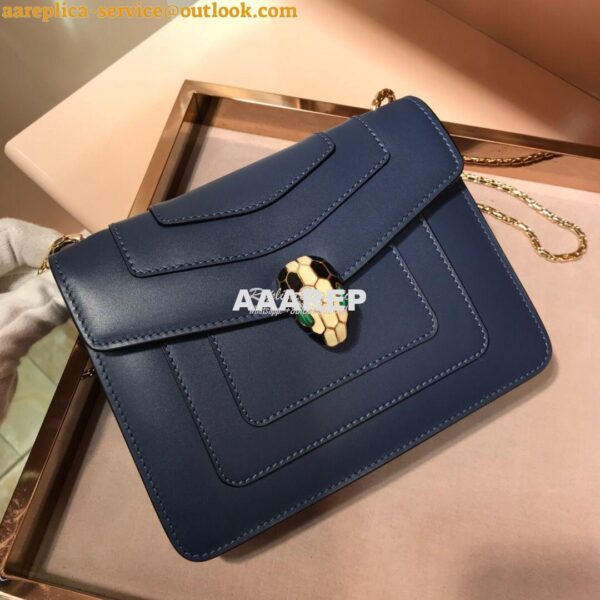 Replica Bvlgari Serpenti Forever Flap Cover Bag 34559 Ash Blue 4