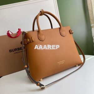 Replica Burberry The Small Banner in Leather and House Check Caramel 2