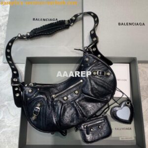 Replica Balenciaga 67130723 Women's Le Cagole Small Shoulder Bag Arena lambskin In Black