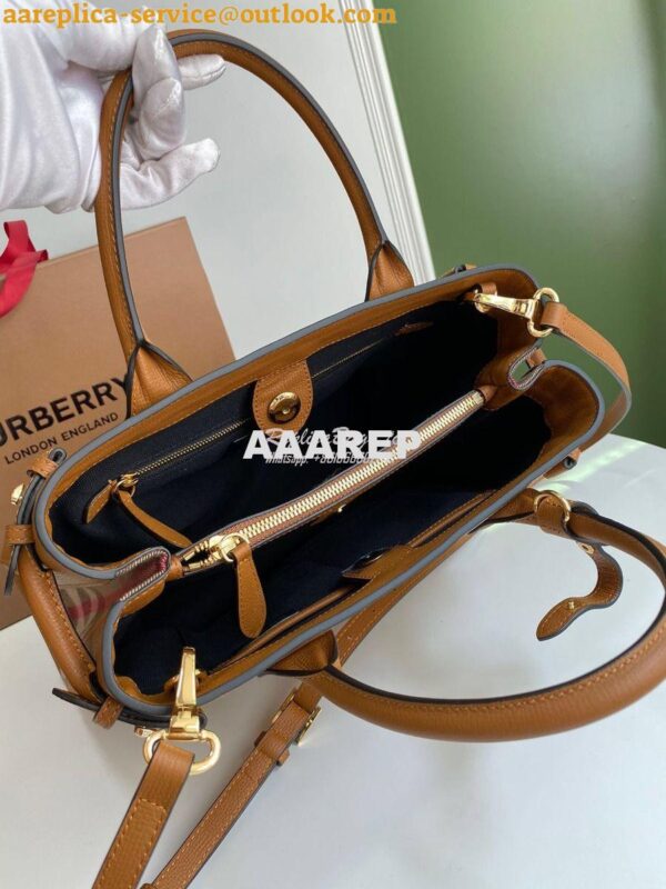 Replica Burberry The Small Banner in Leather and House Check Caramel 8