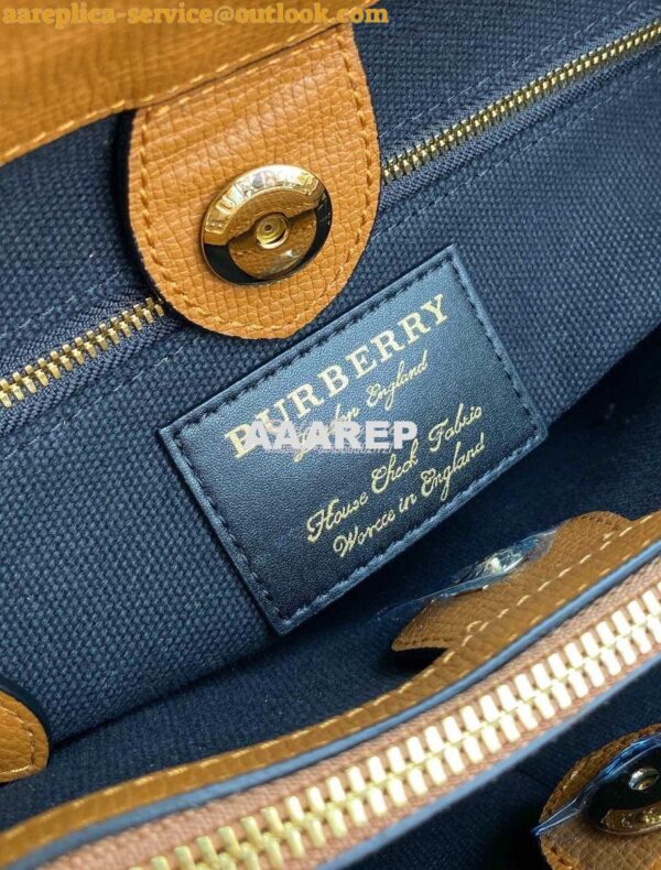 Replica Burberry The Small Banner in Leather and House Check Caramel 11