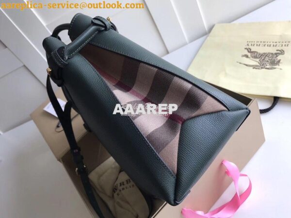 Replica Burberry The Small Banner in Leather and House Check Green 4