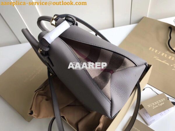 Replica Burberry The Small Banner in Leather and House Check Grey 4