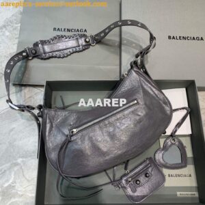 Replica Balenciaga 67130723 Women's Le Cagole Small Shoulder Bag Arena lambskin In Grey 2