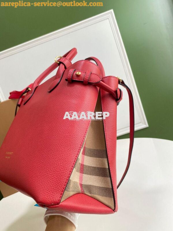 Replica Burberry The Small Banner in Leather and House Check Red 5