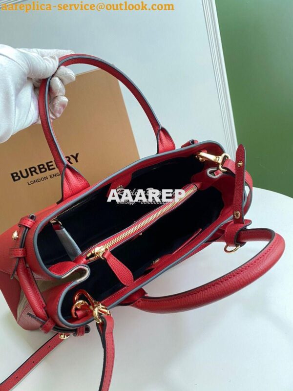 Replica Burberry The Small Banner in Leather and House Check Red 7