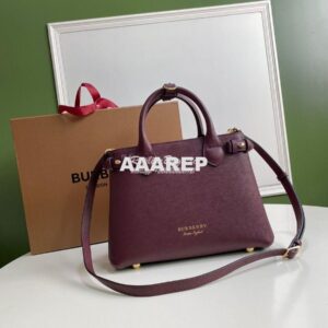 Replica Burberry The Small Banner in Leather and House Check Wine 2