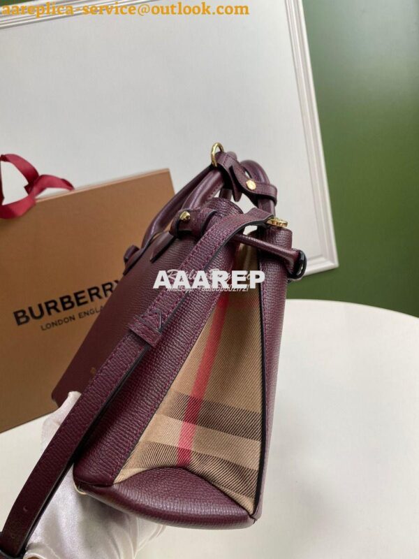 Replica Burberry The Small Banner in Leather and House Check Wine 4