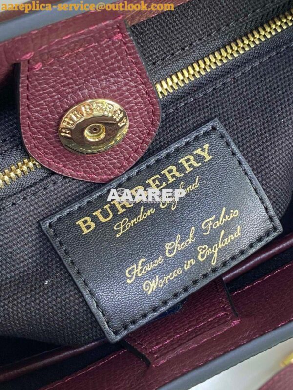 Replica Burberry The Small Banner in Leather and House Check Wine 10