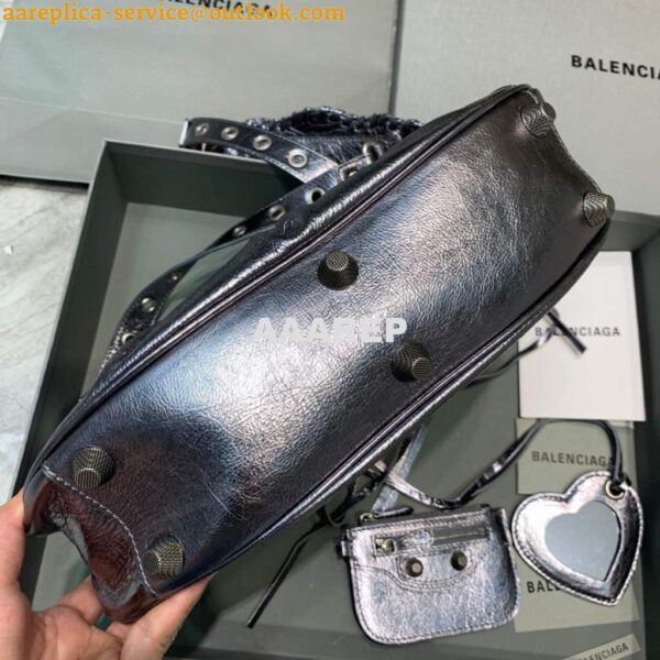 Replica Balenciaga 67130723 Women's Le Cagole Small Shoulder Bag Arena lambskin In Silver 4