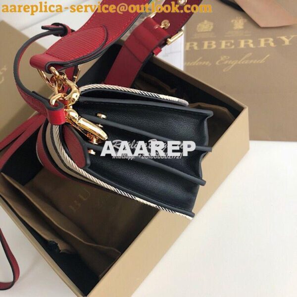 Replica Burberry The Small Buckle Bag in House Check and Red Leather 6