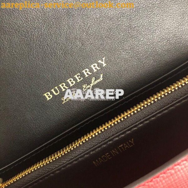 Replica Burberry The Small Buckle Bag in House Check and Red Leather 8