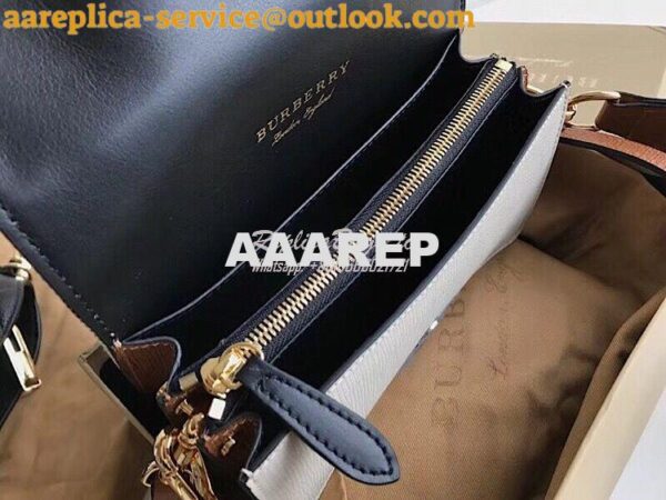 Replica Burberry The Small Buckle Bag in House Check and White Leather 6