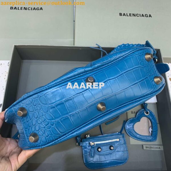 Replica Balenciaga 67130723 Women's Le Cagole Small Shoulder Bag Crocodile Embossed In Blue 6