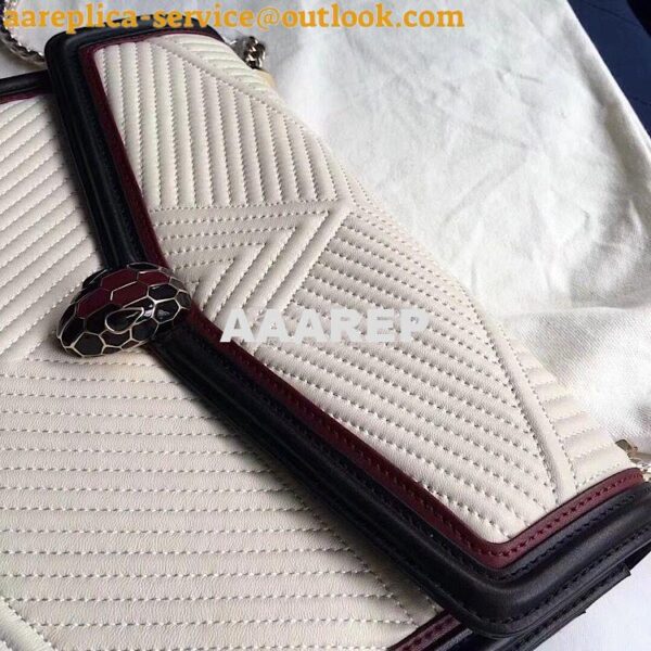 Replica Bvlgari Serpenti Forever Flap Cover Bag Framed Quilted White 6