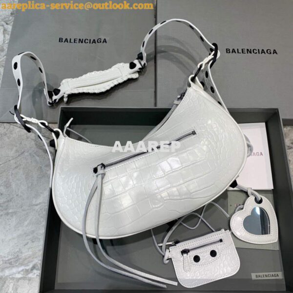 Replica Balenciaga 67130723 Women's Le Cagole Small Shoulder Bag Crocodile Embossed In White 2