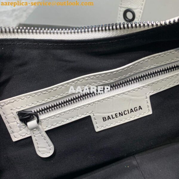 Replica Balenciaga 67130723 Women's Le Cagole Small Shoulder Bag Crocodile Embossed In White 9