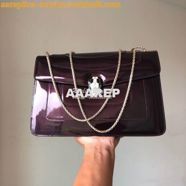 Replica Bvlgari Serpenti Forever Flap Cover Bag in Metallic Amarante 3 3