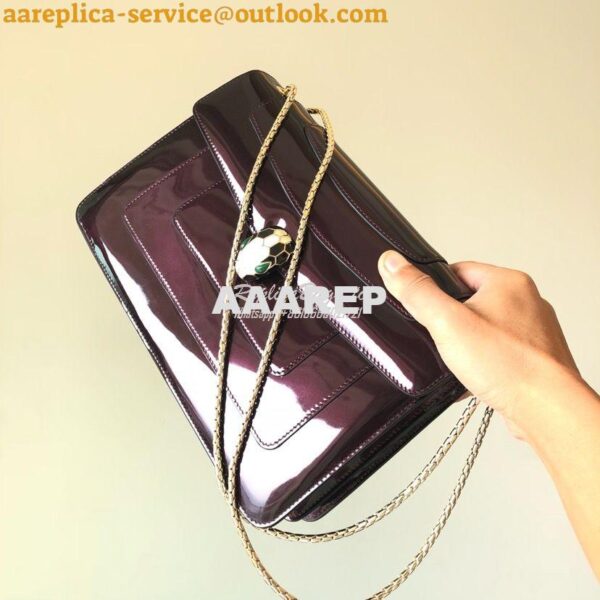 Replica Bvlgari Serpenti Forever Flap Cover Bag in Metallic Amarante 3 4