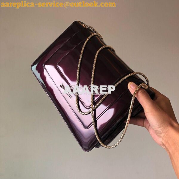 Replica Bvlgari Serpenti Forever Flap Cover Bag in Metallic Amarante 3 5