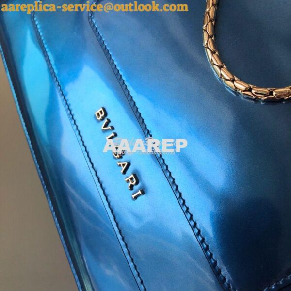 Replica Bvlgari Serpenti Forever Flap Cover Bag in Metallic Blue 39793 10