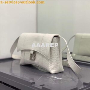 Replica Balenciaga 671355 Women's Downtown XS Shoulder Bag Crocodile Embossed White 2