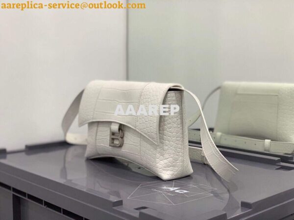 Replica Balenciaga 671355 Women's Downtown XS Shoulder Bag Crocodile Embossed White 2