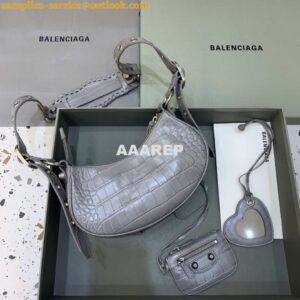 Replica Balenciaga 6940271VG9 Le Cagole Mini Multipouch in Gray Crocodile 2