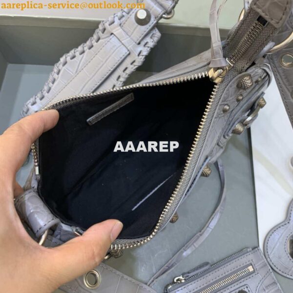 Replica Balenciaga 6940271VG9 Le Cagole Mini Multipouch in Gray Crocodile 6